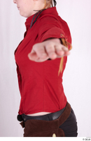  Photos Woman in Cowboy suit 1 Cowboy historical clothing red shirt upper body 0003.jpg